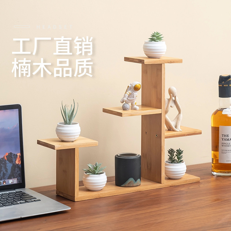 Internet Celebrated Fleshy Flower Rack Multi-layer Indoor Living Room Home Desktop Decorative Balcony Bamboo Rack Multi-layer Swing Rack Wholesale