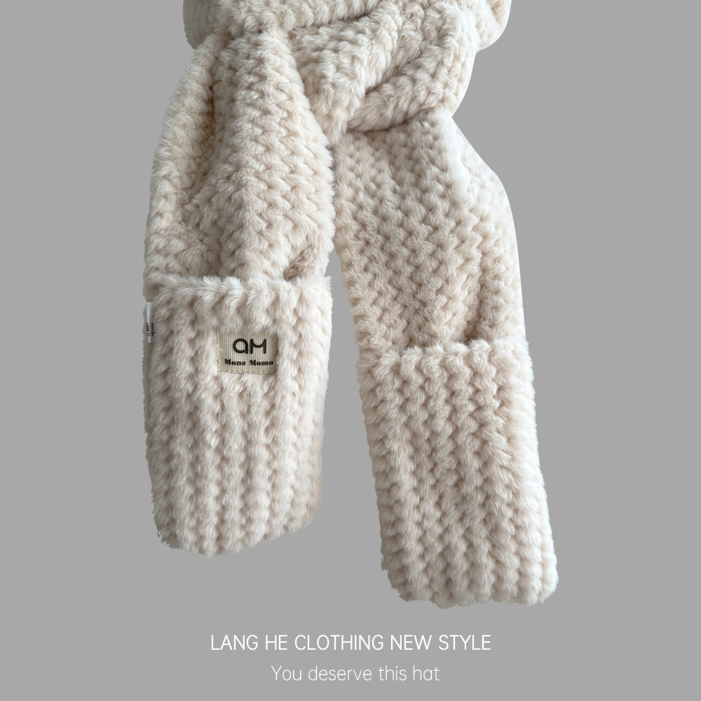 Letter Antler Gloves Plush Scarf Hat One-Piece K-Style Cute Autumn and Winter Windproof Warm Thickeneded Ear Protection Hat