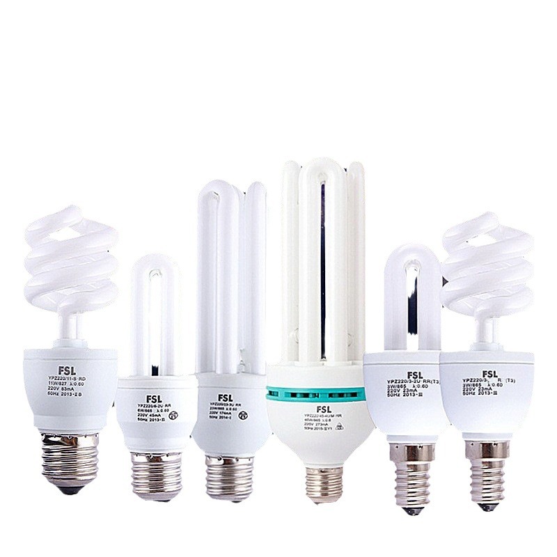 FSL Foshan Lighting 2U3U super bright energy-saving bulb spiral tricolor fluorescent lamp e27 household 4U type energy-saving lamp