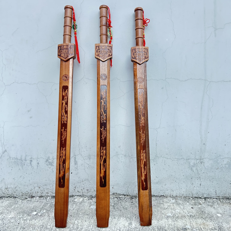 Manufacturer Bamboo Sword Kidsren's Play Stage Performance Props Solid Wood Dragon Scale Sword Street Stall Scenic Spot Temple Fair Sword Wholesale