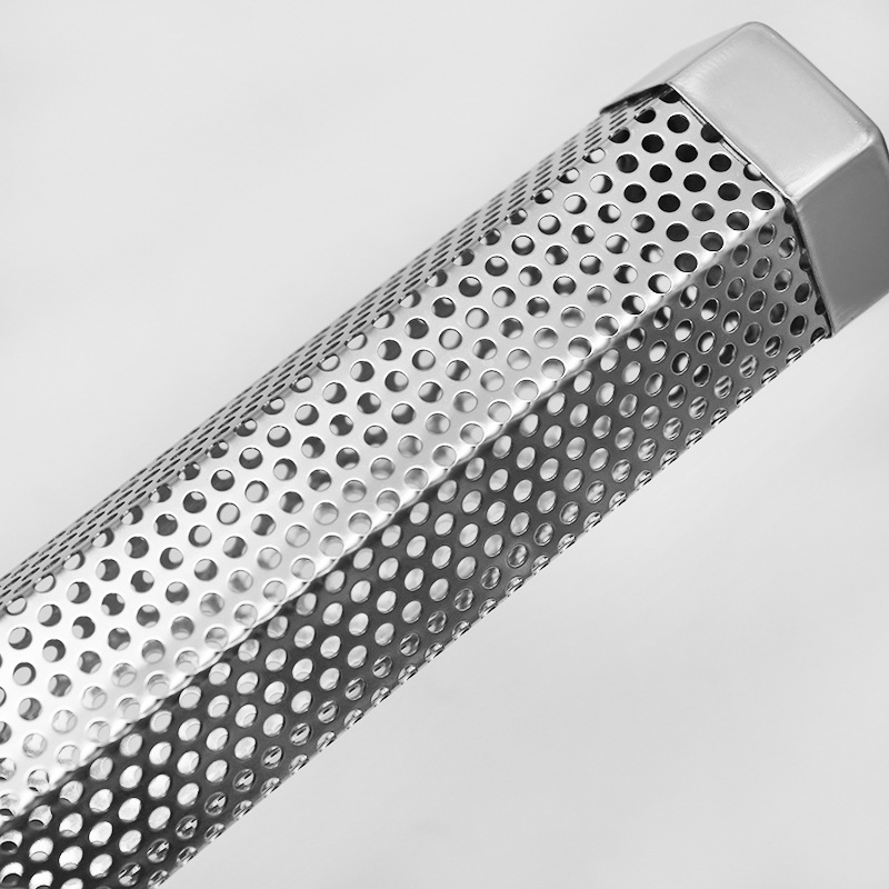 Factory Direct Supply 430 Stainless Steel Smoke Pipe Fruit Wood Smoke Meat Smoker Mesh Pipe Hexagonal Barbecue Smoker for Grilling