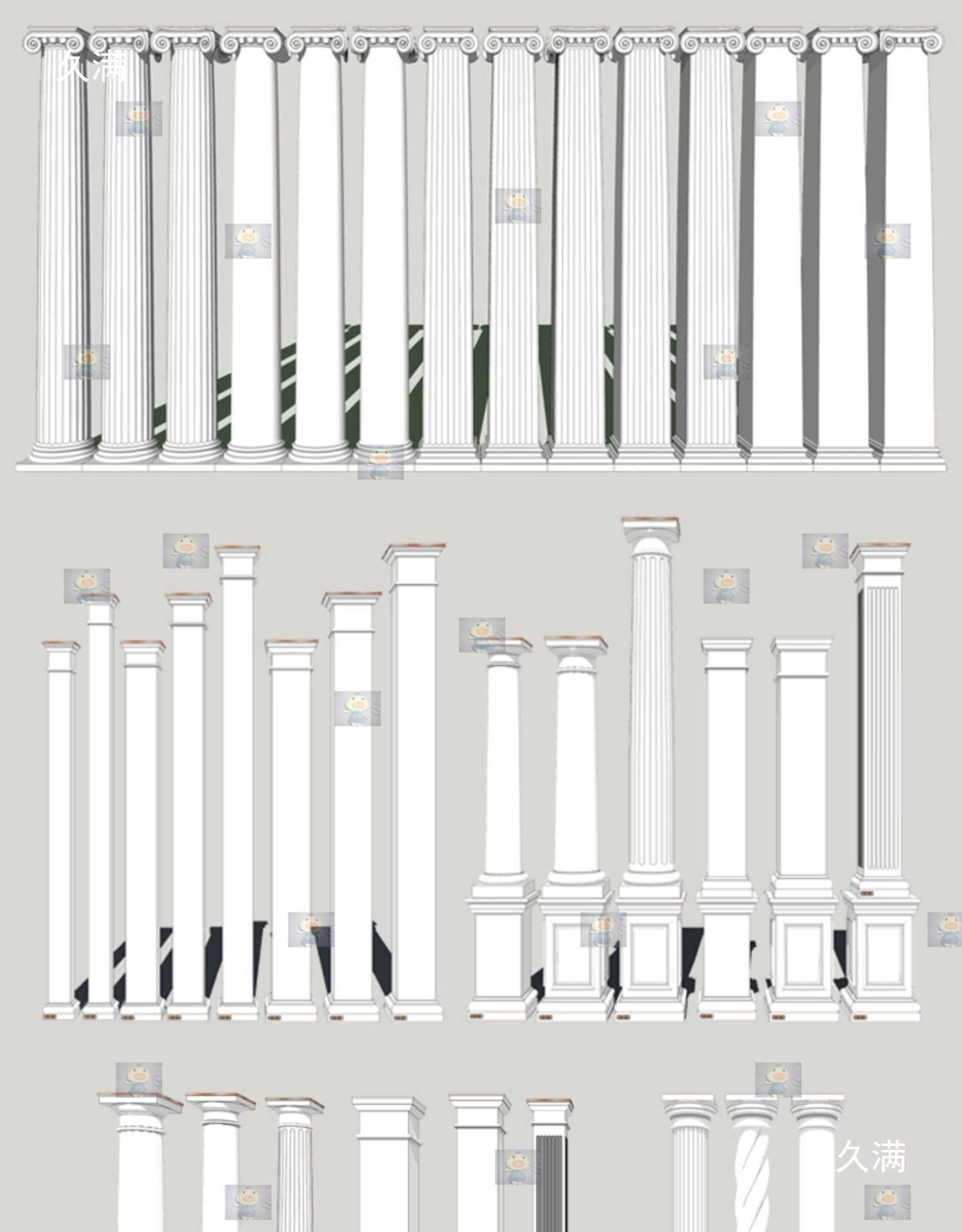 European-Style Plaster Roman Column Su Model Column Column Head Line Pillar Decoration Sketchup Sketchup Model