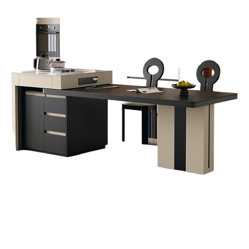 New Slate Island Dining Table Integrated Solid Wood Retractable Tea Table for Home Small Apartment Modern Multi-Functional Dining Table