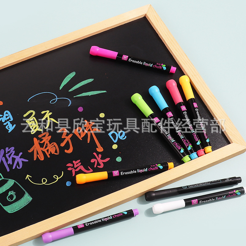 Factory wholesale color water-soluble dust-free liquid chalk water-based erasable blackboard pen painting LED lamp board pen