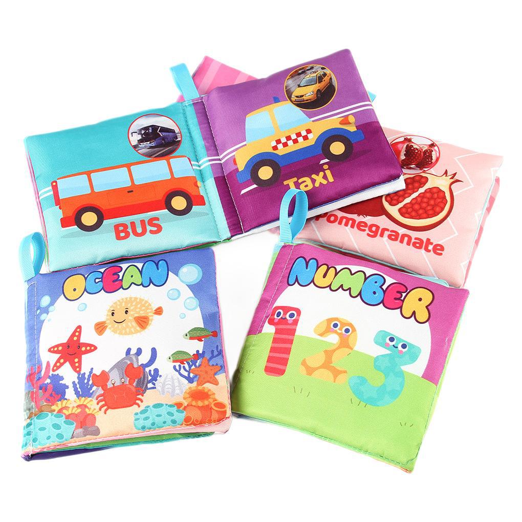 Source manufacturers three-dimensional baby cloth book early education toys 4 sides 8 pages English palm book animal fruit baby cloth book