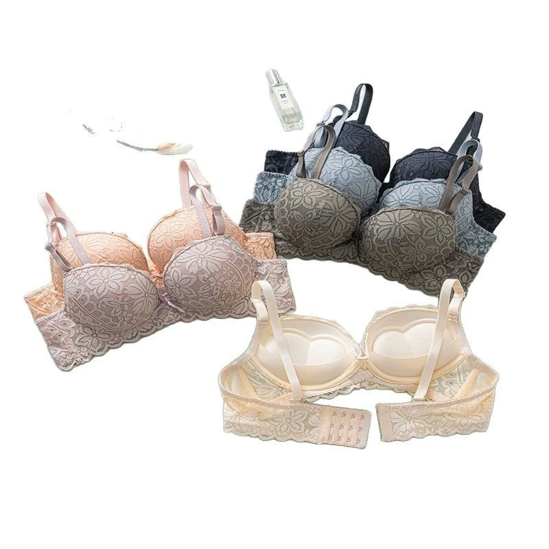 Foreign Trade Cross-Border Lace Sexy Thin Bra Small Breast Push-Up with Steel Ring Adjustable Breast-Retracting Women's Underwear