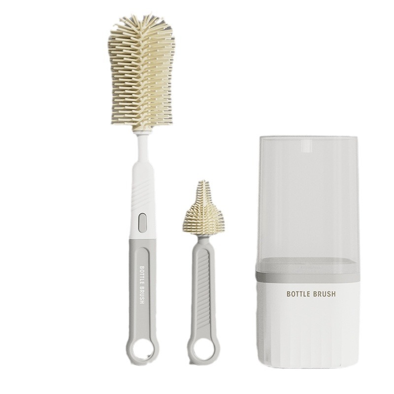 Cross-border silicone bottle brush suit travel portable nipple brush draining rack straw brush gap brush combination