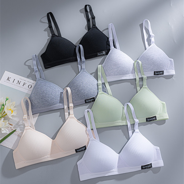 Бюстгальтер для девочек из чистого хлопка, без проводов, с эффектом пуш-ап, тонкий, противосаггинг