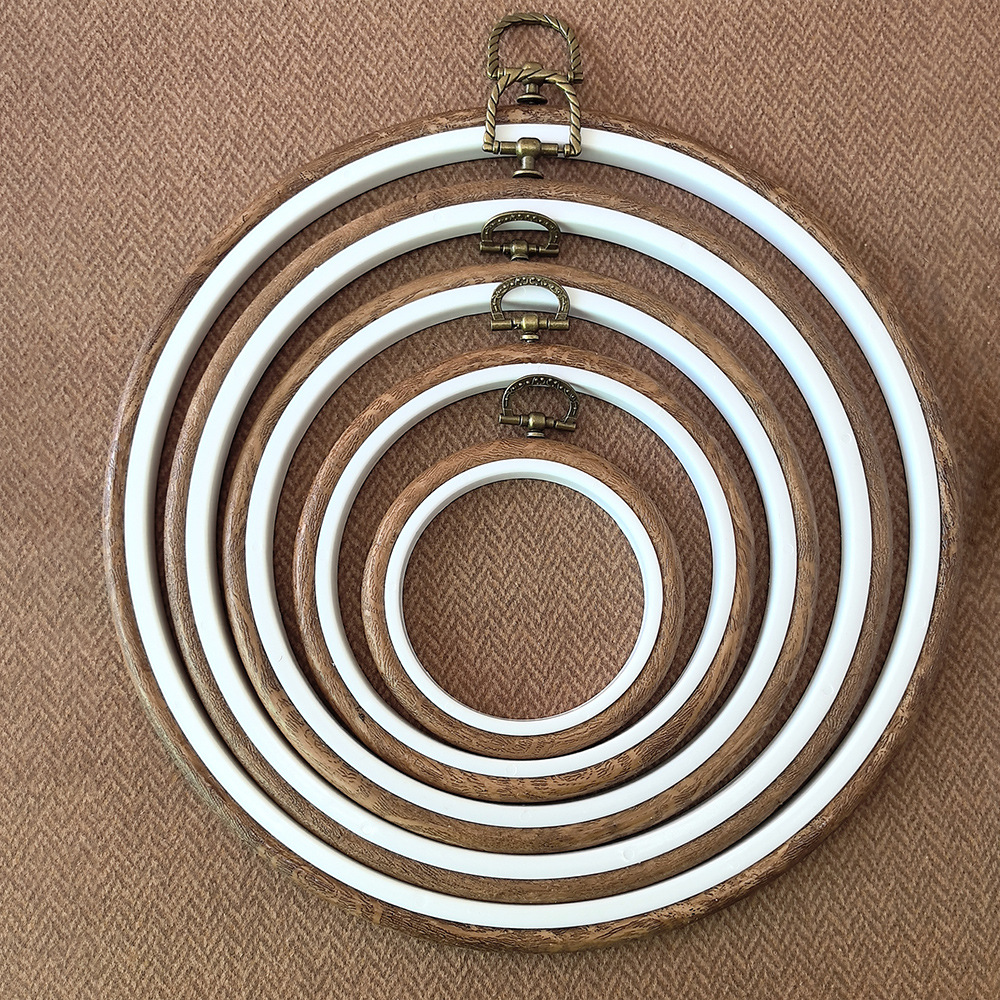 ✅ Cross-Border Antique Embroidery Hoop Imitation Wood Grain Embroidery Hoop Russian Punch Needle Embroidery Hoop Basic Cross-Stitch Frame Irregular Embroidery