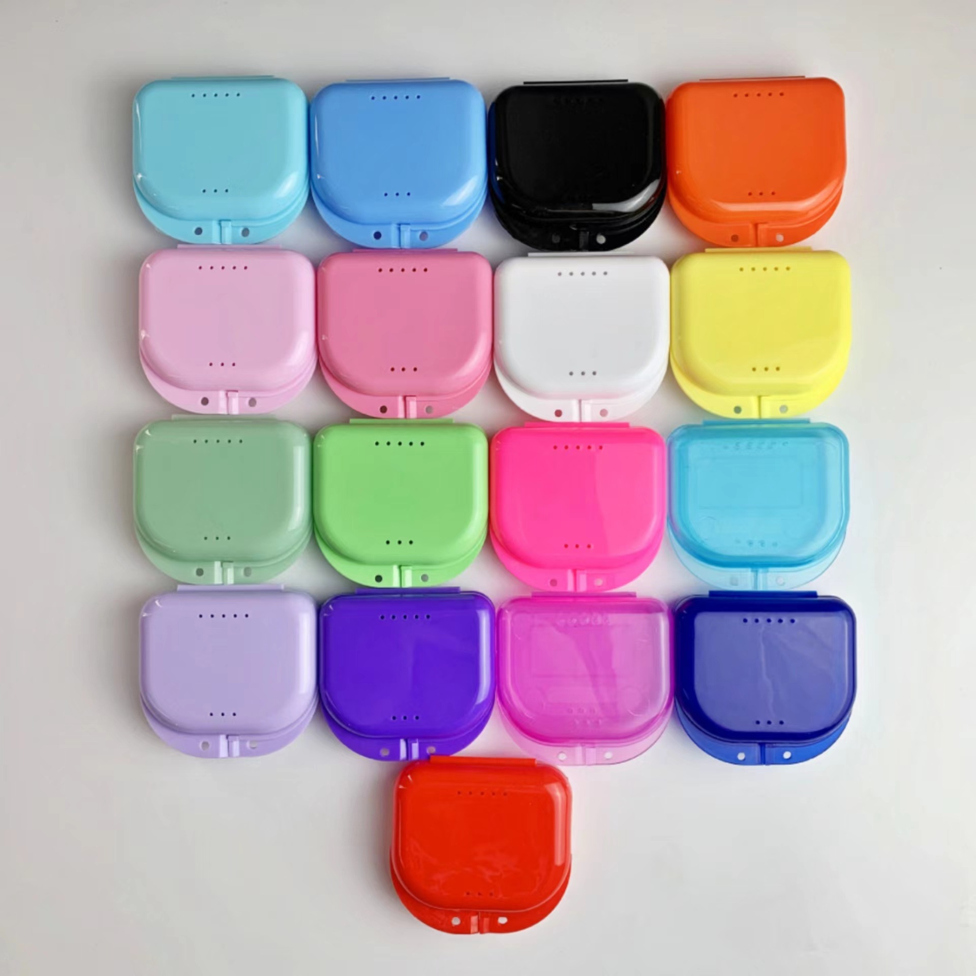 Black Plastic Box with Holes, Small Tooth Box, Denture Placement Box, Denture Box, Retainer Box, Braces Box, Dental Collection 21 Colors