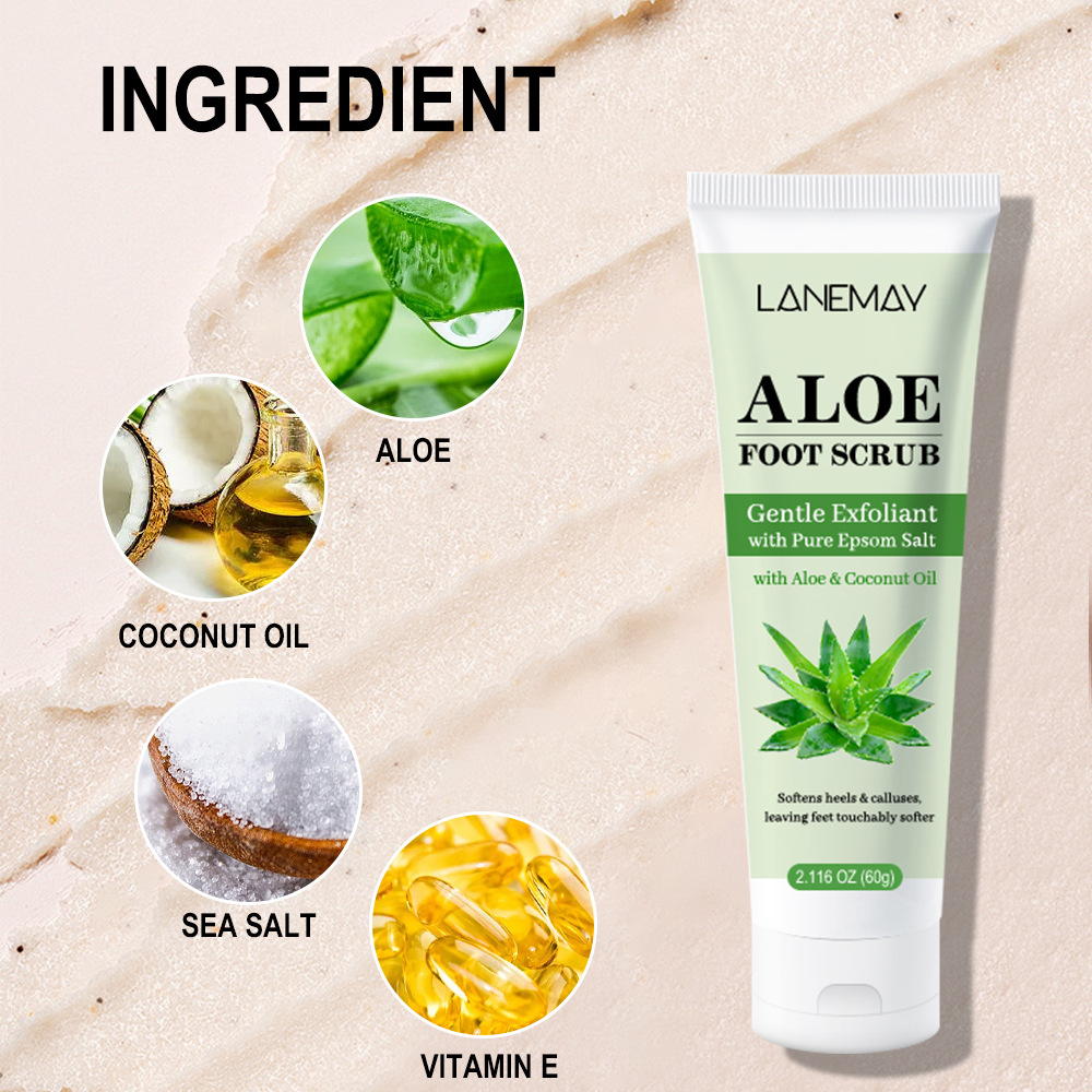 Cross-border Aloe Scrub Net Sliding Foot Cleansing and Exfoliating Massage Cream Foot Scrub