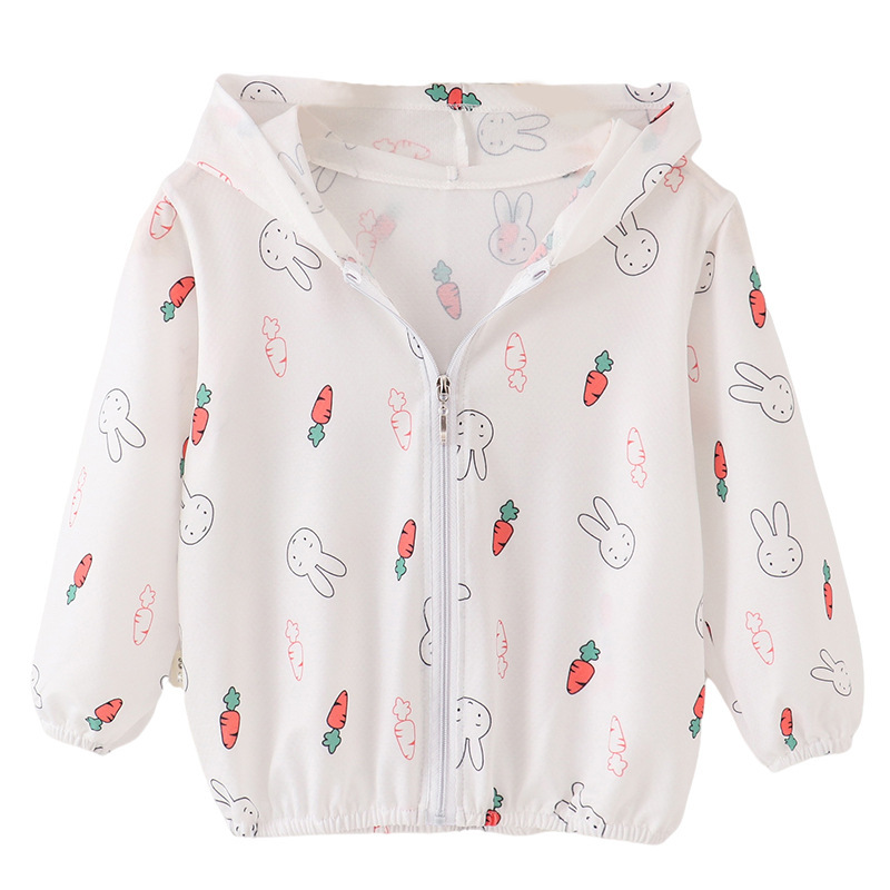 Children's Sunscreen Clothing Anti-UV Summer Ice Silk Air-conditioning Shirt Lightweight Breathable Boyhood Sunscreen Clothing for Babies and Girls