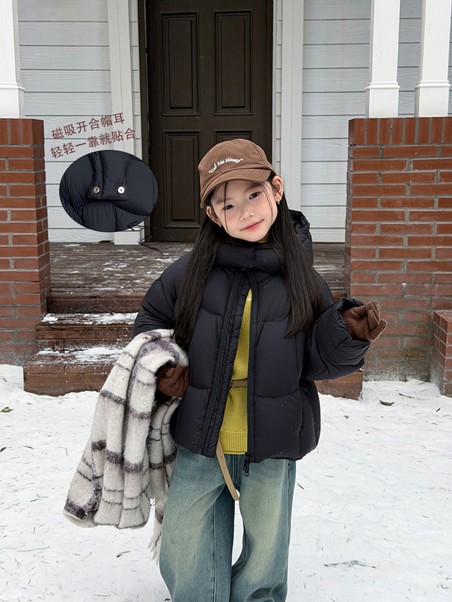 Traceable and High-Quality Down! Girls' Fashionable Thickened Lightweight Warm Anti-Shedding Cream Puff 90 White Duck down Jacket