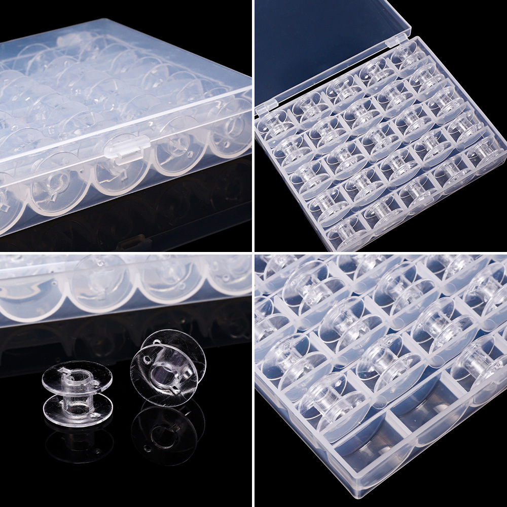 25-grid transparent bobbin box household multifunctional sewing machine universal bottom line sewing accessories suit plastic lock cylinder box