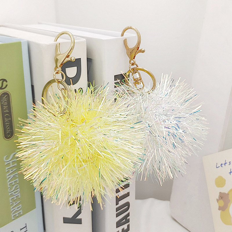 Customized fashion gold and silver onion fur ball Video Girl bag mobile phone pendant key chain processing customization