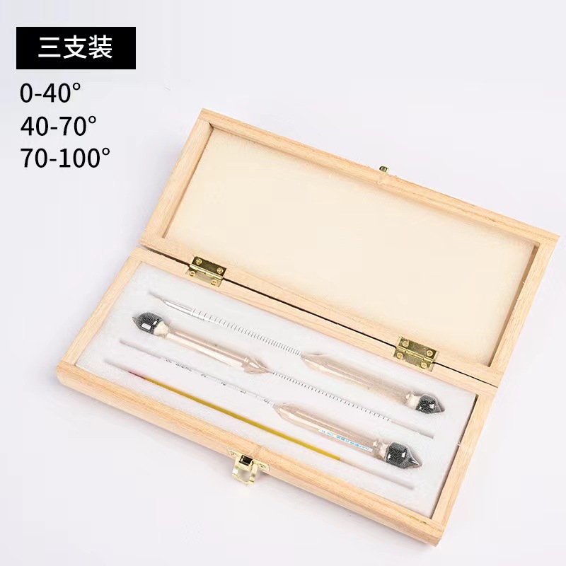 Винный метр в деревянной коробке, 0-100, трехчастный алкогольный метр, приветствуем заказы, точный этаноловый портативный сахарный жидкий метр