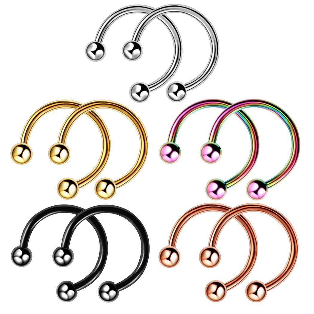 Stainless steel C- shaped horseshoe rod nose ring, earrings, lip studs eyebrow studs for foreign trade, Amazon puncture