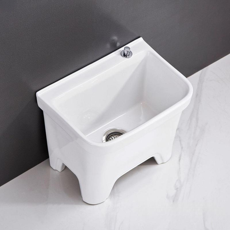 Large Ceramic Mop Holder with Legs for Balcony, Floor-Standing Household Bathroom Small Mop Holder