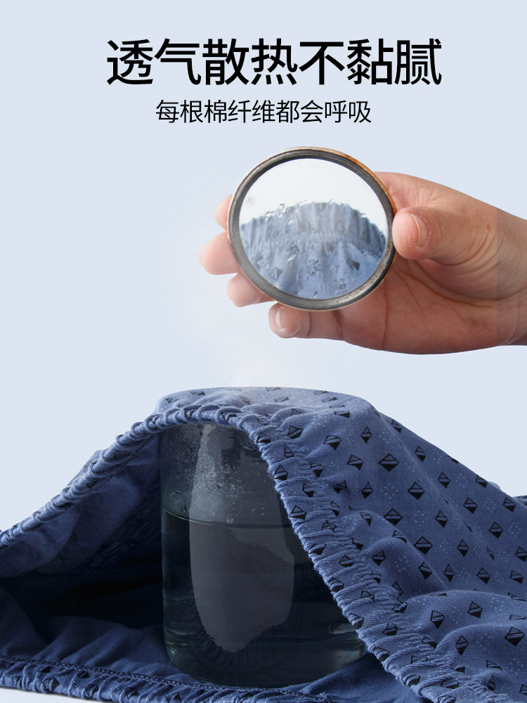 Middle-aged and old cotton underwear men's plus size shorts high waist dad printed boxer underpants wholesale summer wholesale