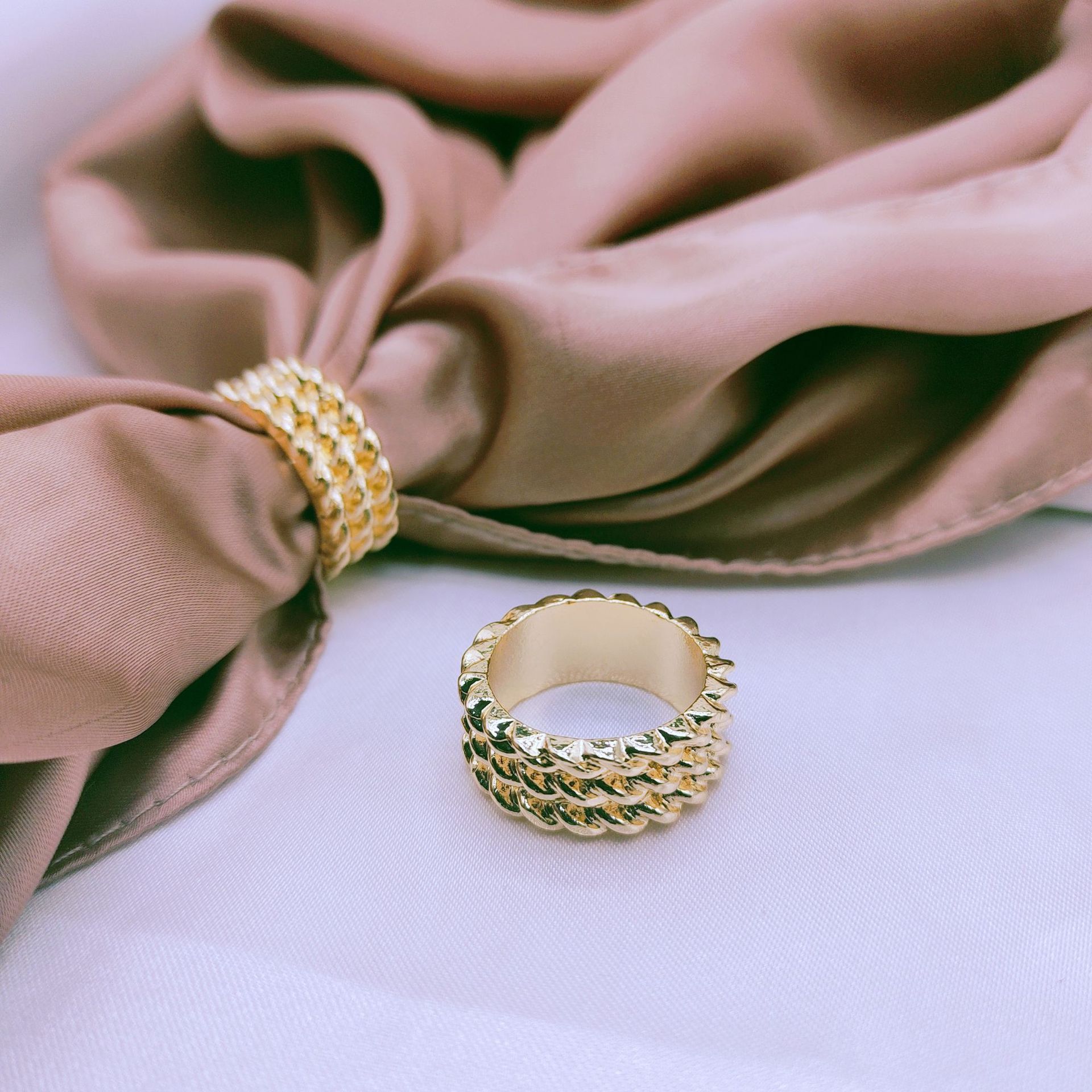 Korean style simple retro ring alloy silk scarf buckle twist hollow all-match personalized shawl buckle fashion jewelry for women