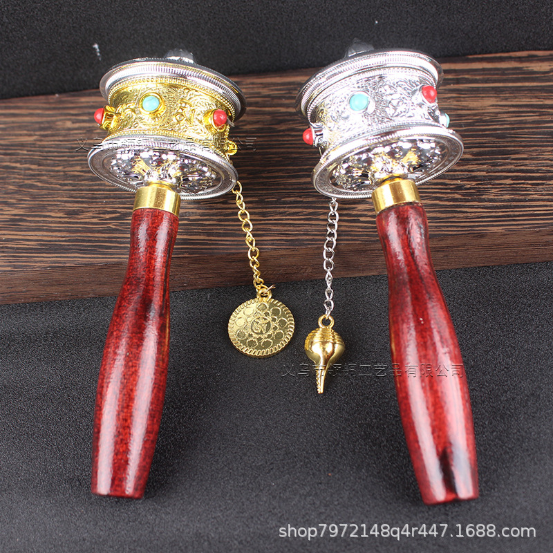 Hand-cranked Sutra Wheel Base Xizang Buddha Front Temple Word True Words Sutra Wheel Handle Hand-held Socket Buddha Tools Bottom Sitting