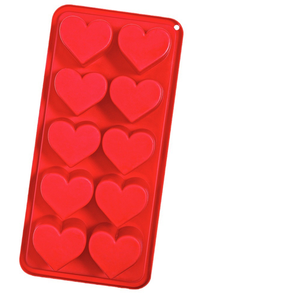 Fcm Certified Heart-Shaped Silicone Ice Tray Mold Ice Cube Film 10 Grids Heart Ice Tray Film Easy to Release Soft Silicone