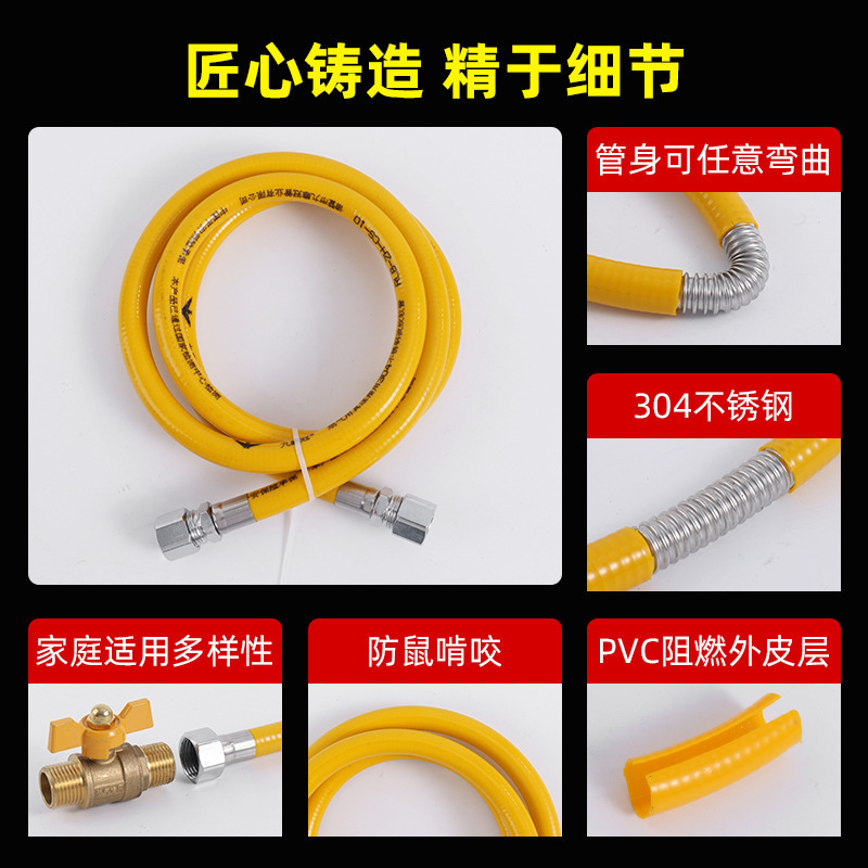 Gas pipe 304 stainless steel metal explosion-proof pipe for stove gas pipe natural gas bellows gas bellows