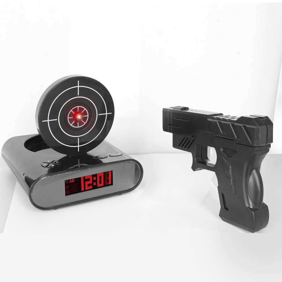 Creative Novelty Shooting Toy Lazy Wake Up Alarm Clock Multifunctional Target Alarm Clock Infrared Sensor Digital Clock