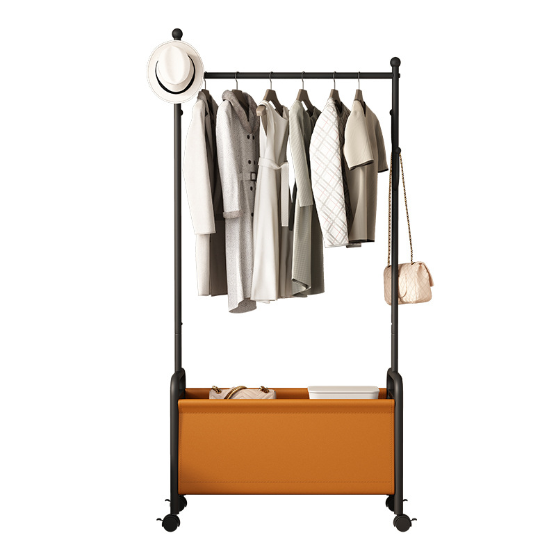 Movable Floor-Standing Clothes Rack Bedroom Apartment Cream Style Clothes Rack Internet Celebrity Light Luxury Clothes Storage Rack Coat Rack