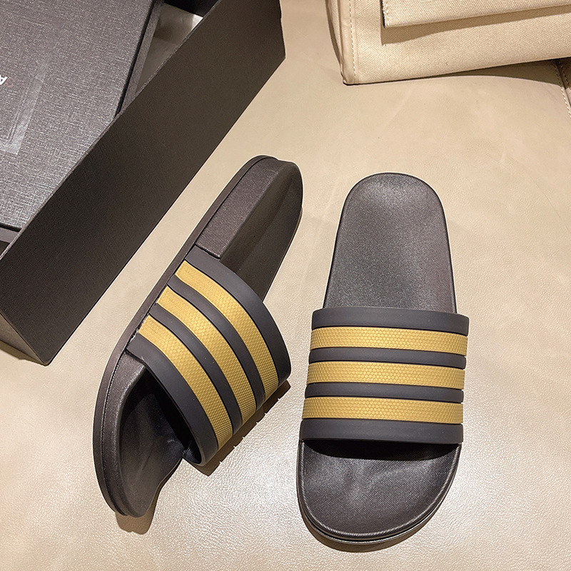 Korean-style Couple Classic Three-bar Summer Casual Soft Bottom Sandals and Slippers Internet Trendy Men's Outwear Sandals and Slippers Beach Shoes