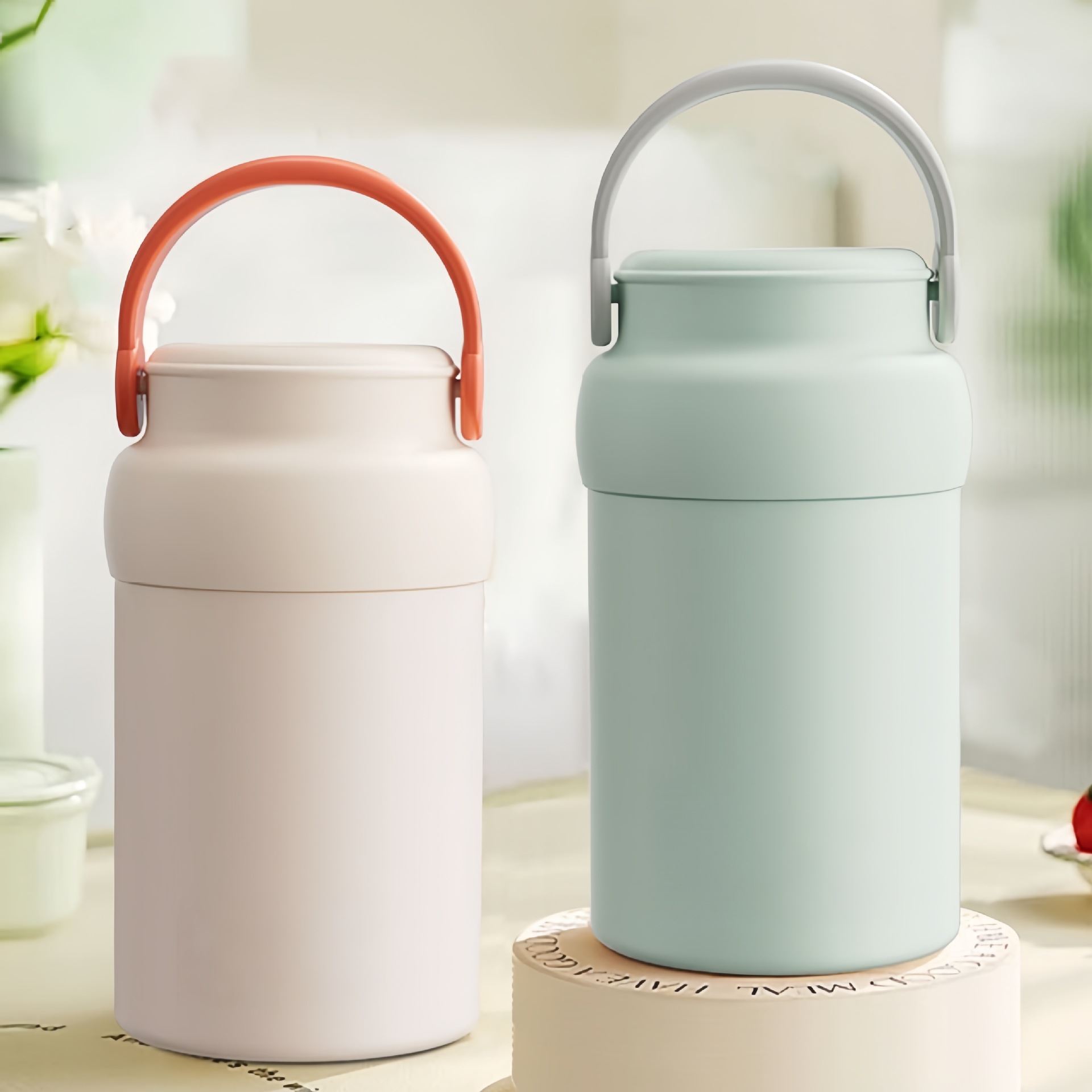 Thermal Insulation Cup 316L Stainless Steel High-Value Female Student Office Worker Porridge with Rice Wide-Mouth Lunch Box with Spoon