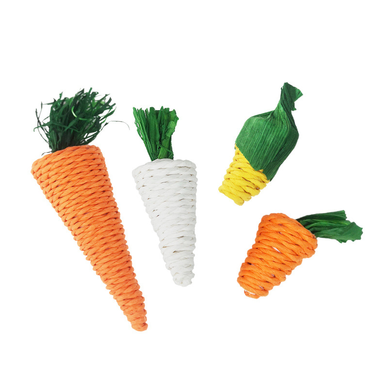 Pet Rabbit Braided Molar Teeth Solver Toy Straw Braided Radish Guinea Pigs Totoro Cat Hand-Braided Carrot Toy