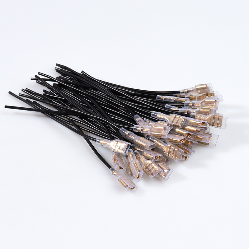 Electric car motorcycle modified horn connection line pure copper 6.3mm plug spring with sheath terminal connection line