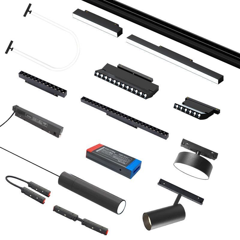 Magnetic Track Light Embedded Embedded Non-main Light Living Room Household Light Black Track LED Magnetic Light