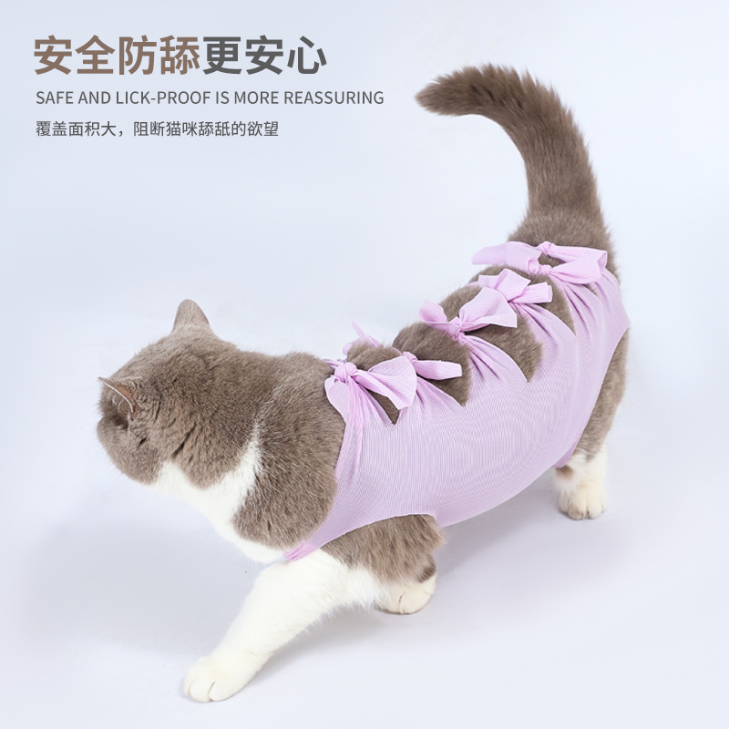 New Cross-border Pet Sterilization Clothing Cat Restoration Anti-licking Strap Clothing Female Cat Breathable Weaning Clothing