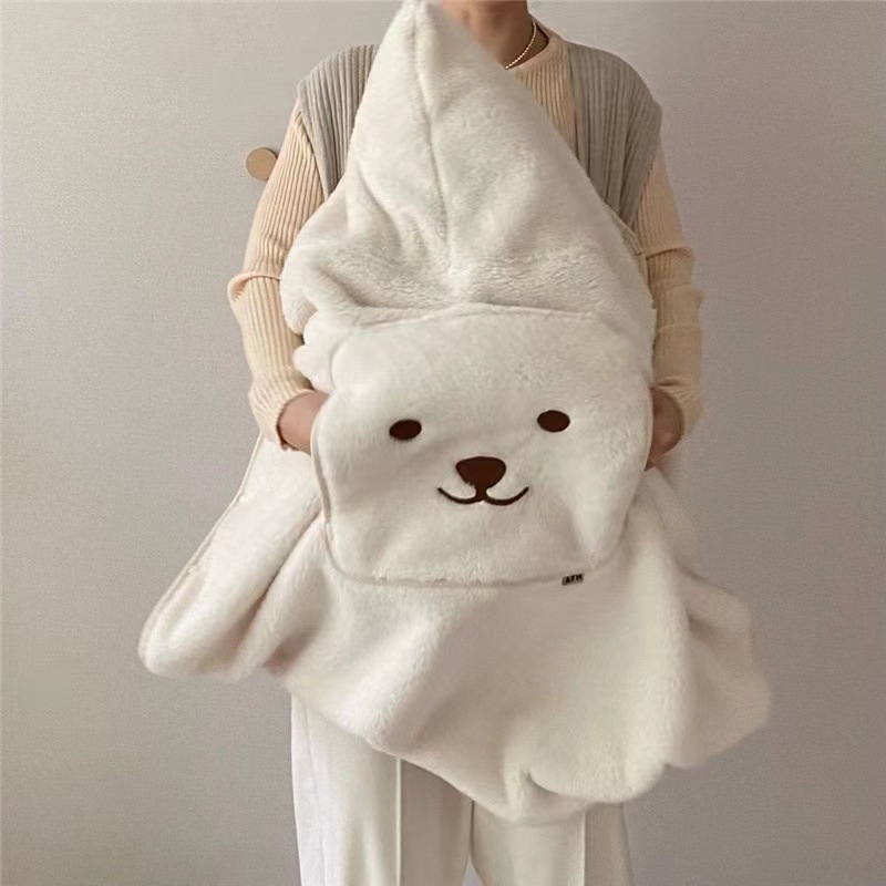 South Korea Embroidered Baby Bear Baby Strap Blanket Windshield Trolley Warm Blanket Portable Cover