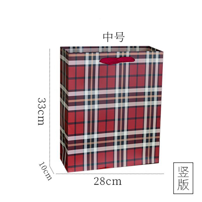 White Card Thickeneded Gift Packaging Handbag Plaid Bag for Clothes Shopping Bag Red Holiday Gift Bag High-End