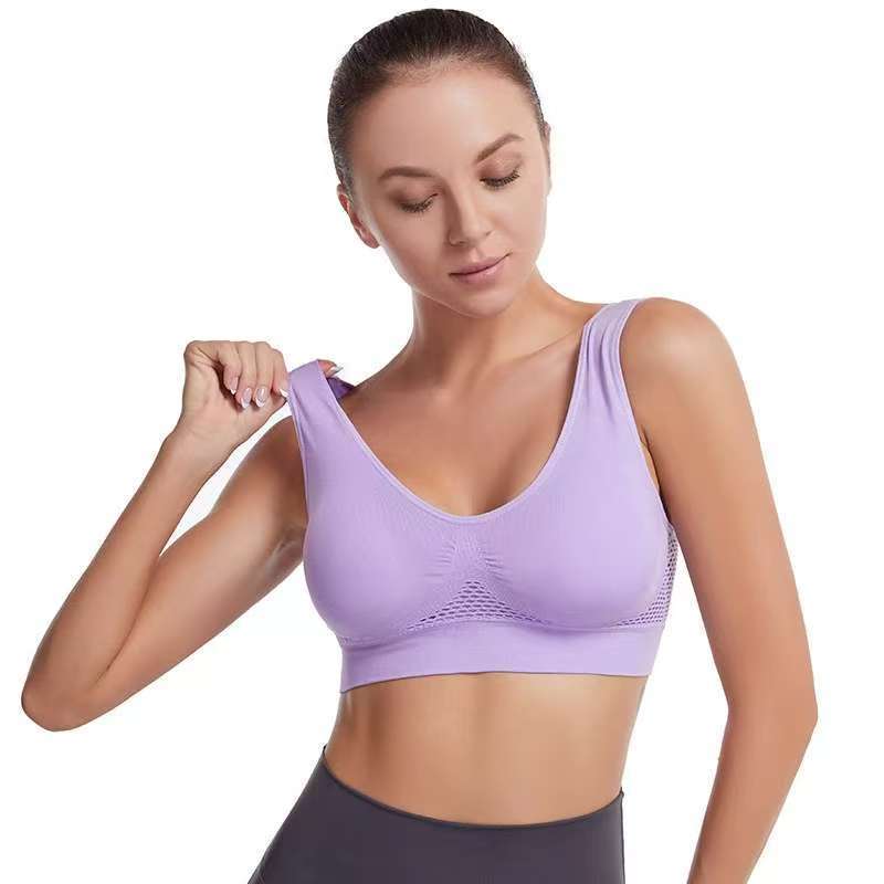 Tumu Cross-Border Yoga Sports Bra Cut Out Mesh Breathable Hole Large Size No Rims Sports Bra Vest for Women
