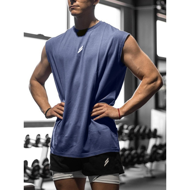 Summer Fitness Sports Mesh Vest Leisure Running Training Loose European and American plus size Breathable Quick-drying Round Neck Sweatshirt