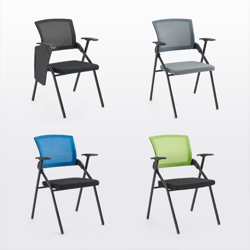 Yuqiang Simple Office Chair with Writing Board, Training Staff Chair, Foldable Mesh Computer Chair with Wheels, Leisure Chair