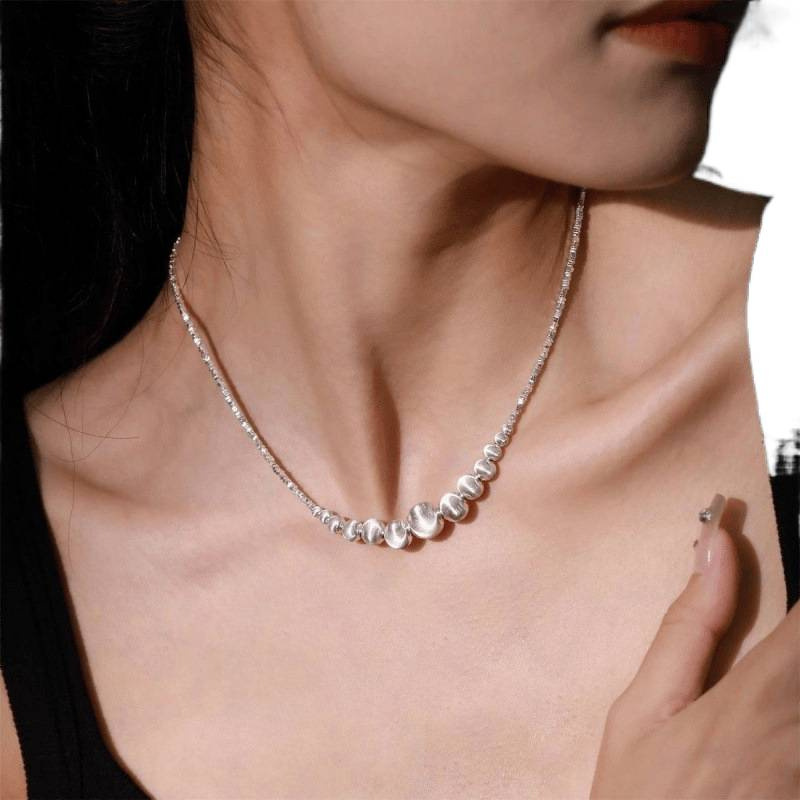 Authentic S999 Sterling Silver Fragmented Silver Necklace Minimalist Style Light Luxury Niche Gradient Cat's Eye Collarbone 2025 New Model