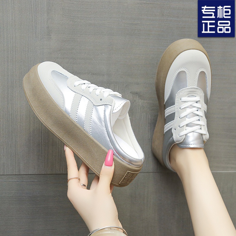 Thick-Soled Toe-Cap Slippers for Women 2025 New Summer Outer Wear Slip-On White Shoes Without Heel Moral Training Half Slippers