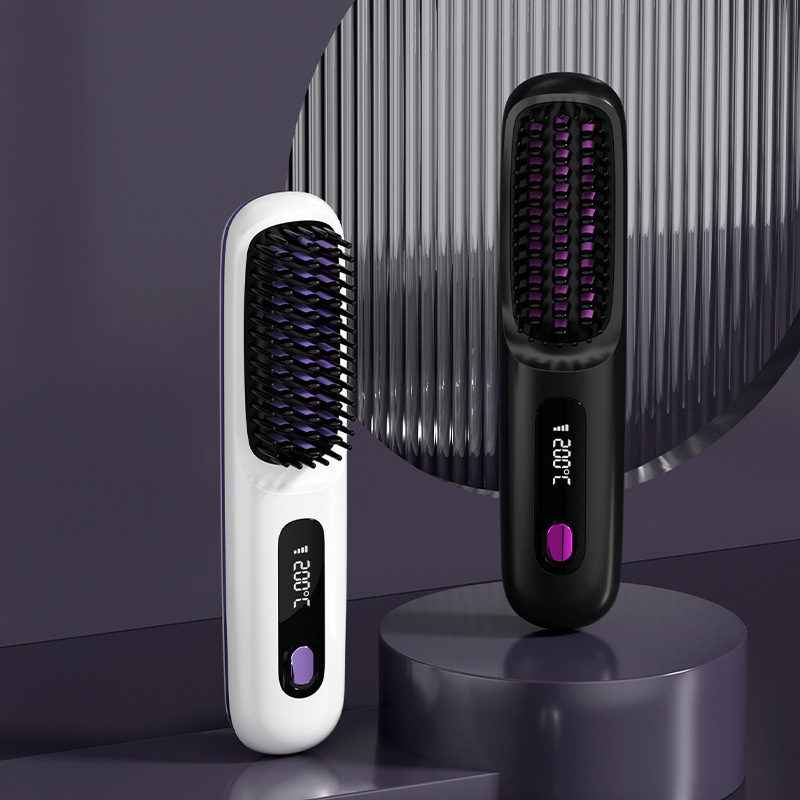 New Cross-Border Wireless Lazy Ionizer Hair Straightening Comb That Does Not Damage Hair, Dual-Purpose Portable Hair Straightener and Curler