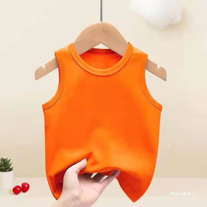 Футболка без рукавов для мальчиков и девочек, летняя одежда, чисто белый топ, тонкий жилет, модный бренд для больших детей