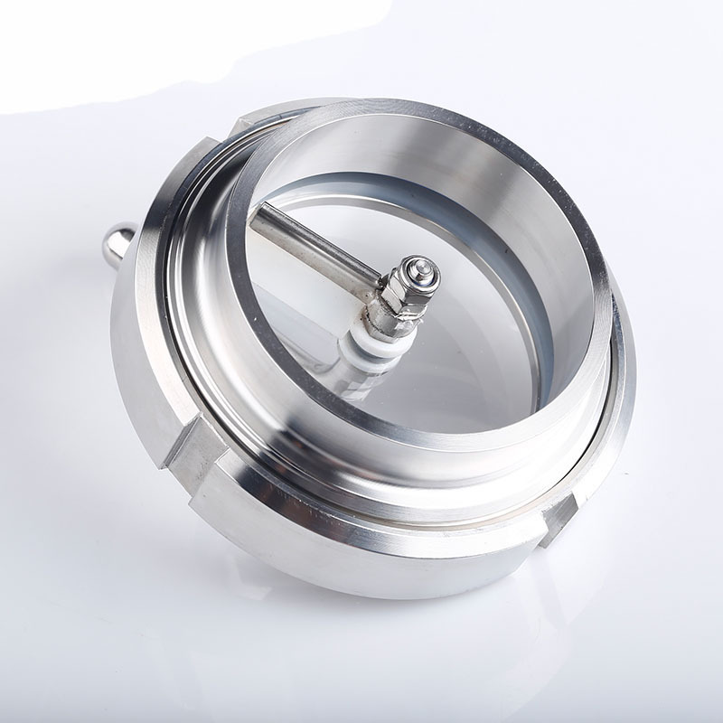 304 Stainless Steel Sanitary Welded Union Sight Glass with Brush Wiper Glass Observation Sight Glass Threaded Union Window