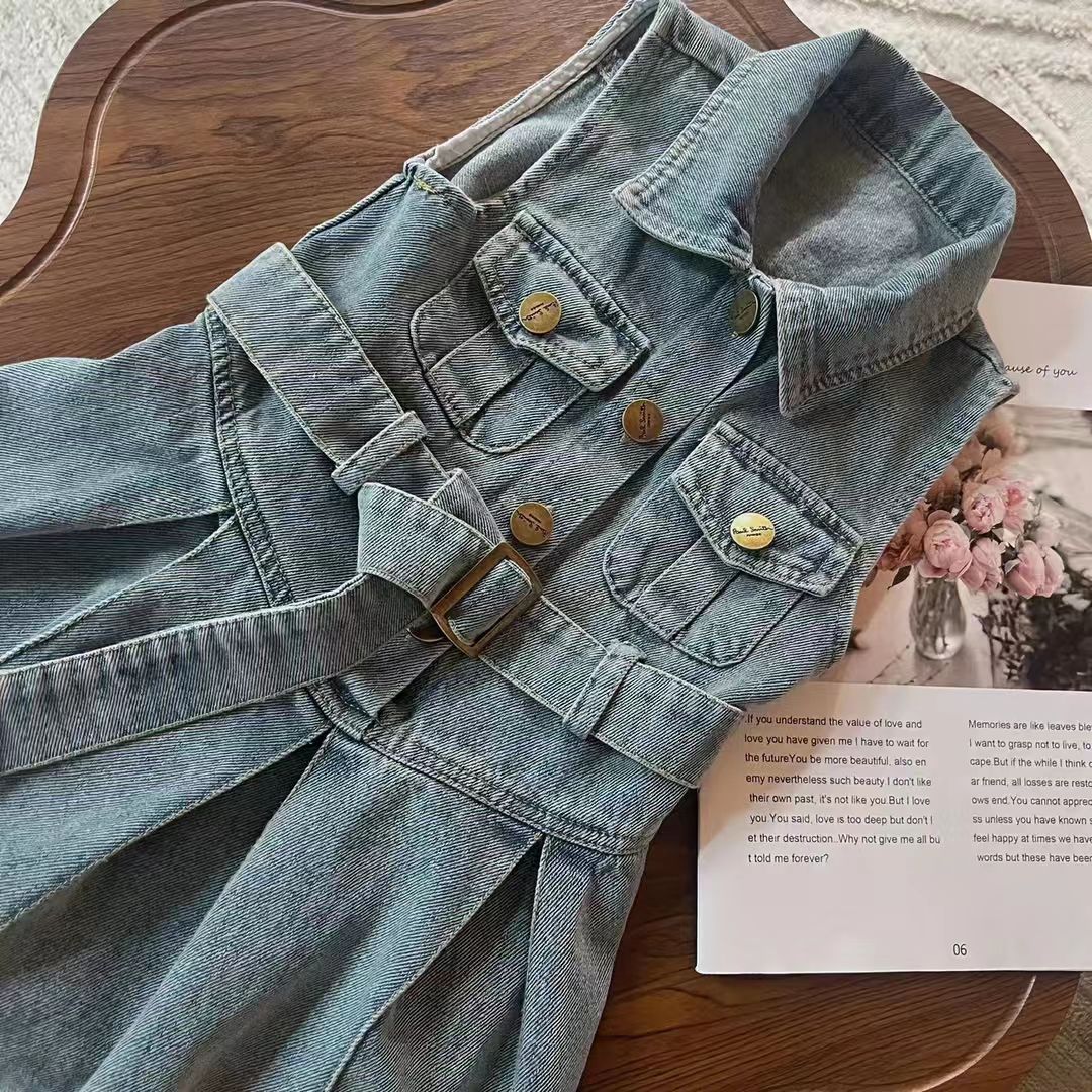 Girls Denim Skirt Sleeveless Summer Children's Vest Dress