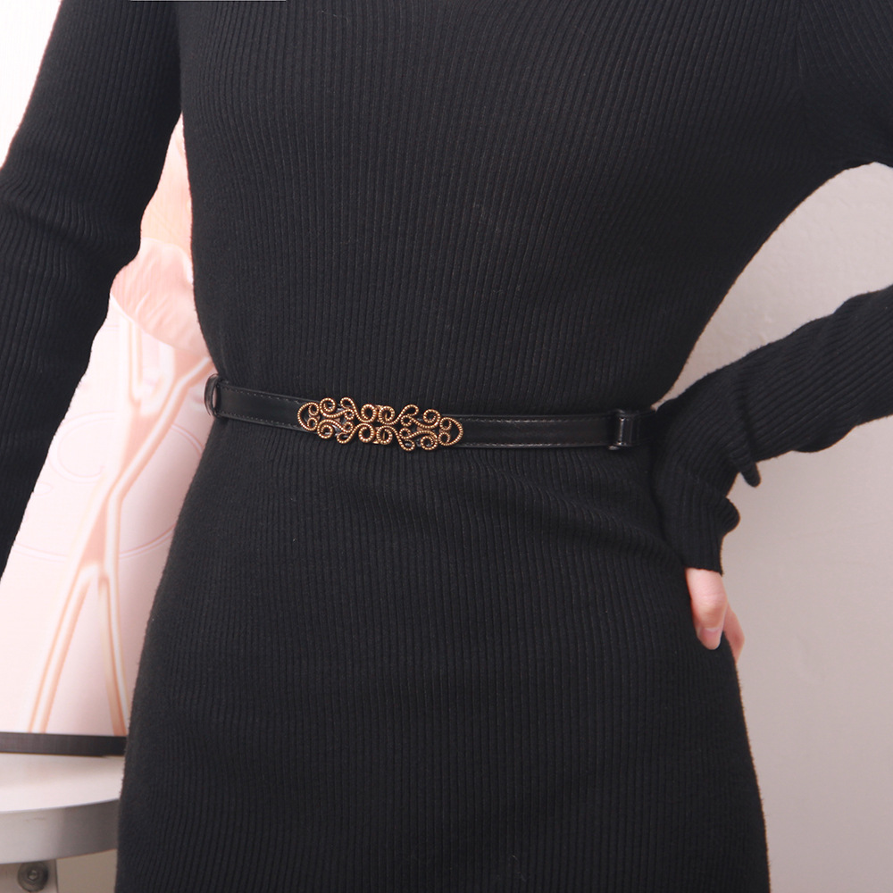 Cross-border Supply Amazon Vintage Thin Belt Women's Decorative Buckle Thin Belt Joker Adjustable Dress