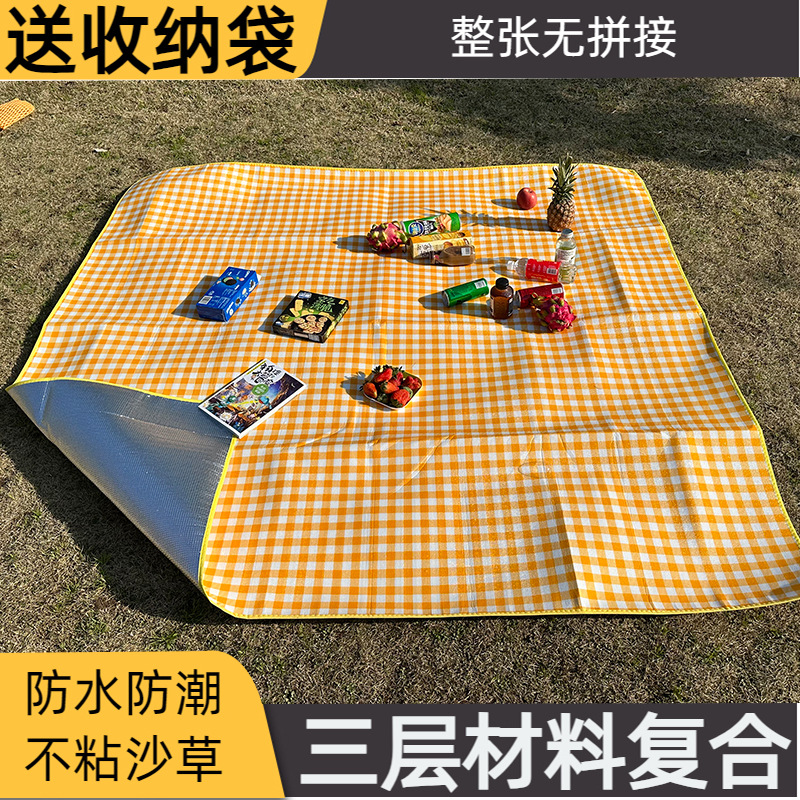 Thickened picnic mat outdoor portable color film picnic mat Internet-famous aluminum film moisture-proof mat disposable tent mat supplies
