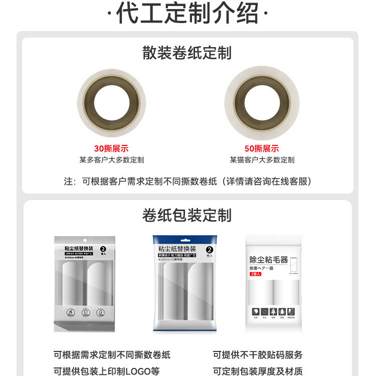 Factory wholesale sticky roll dust removal replacement core clothing pet hair removal sticky felt tearable sticky roll web paper