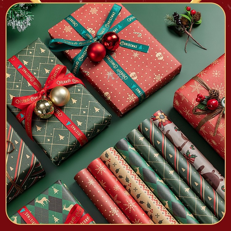 Christmas Gift Wrapping Paper Kraft Paper Birthday Gift Paper Size Gift Box Paper Boys Plus Ribbon Kidsren Can